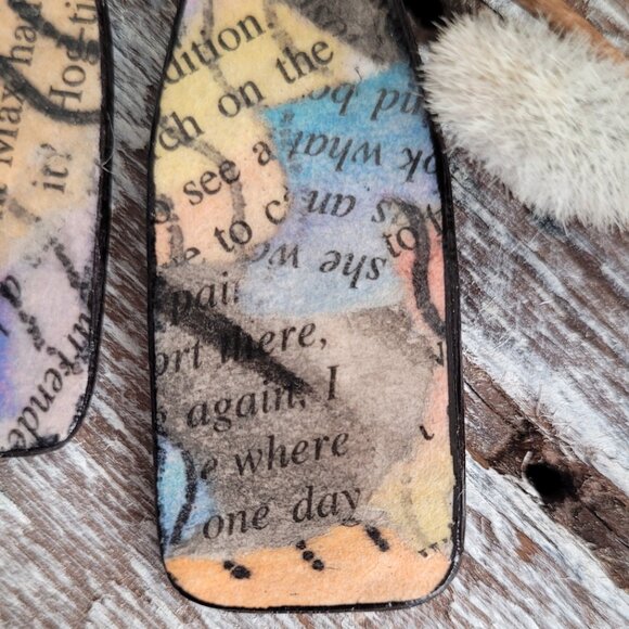 Colourful Handpainted Paper Drop Earrings - Picture 4 of 6